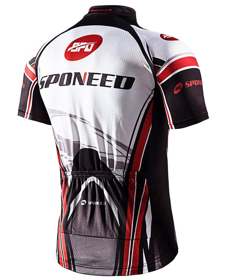 sponeed Cycling Jersey Set Men's Bicycle Pants Pockets Suits Jacket Cycle Pad Ride Shorts US L Black Red - Image 4